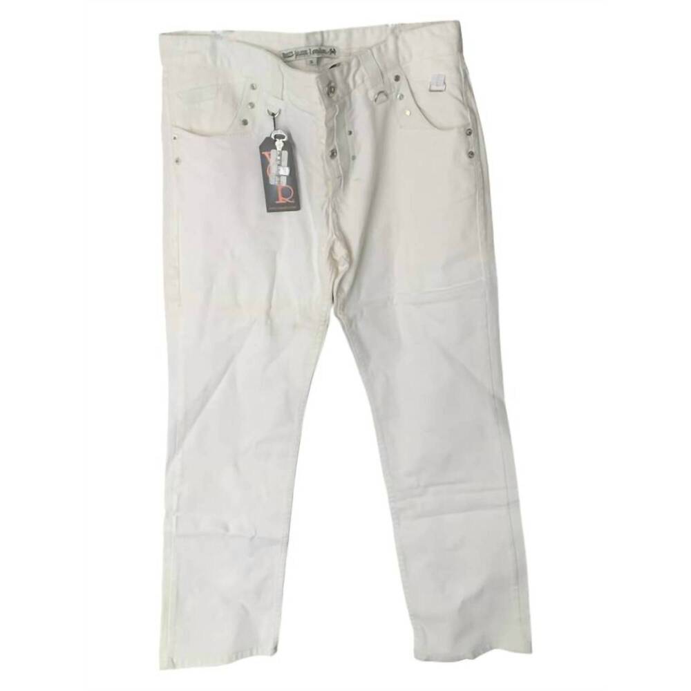 NEW RNT23 men's classic hand embellished denim jeans in white